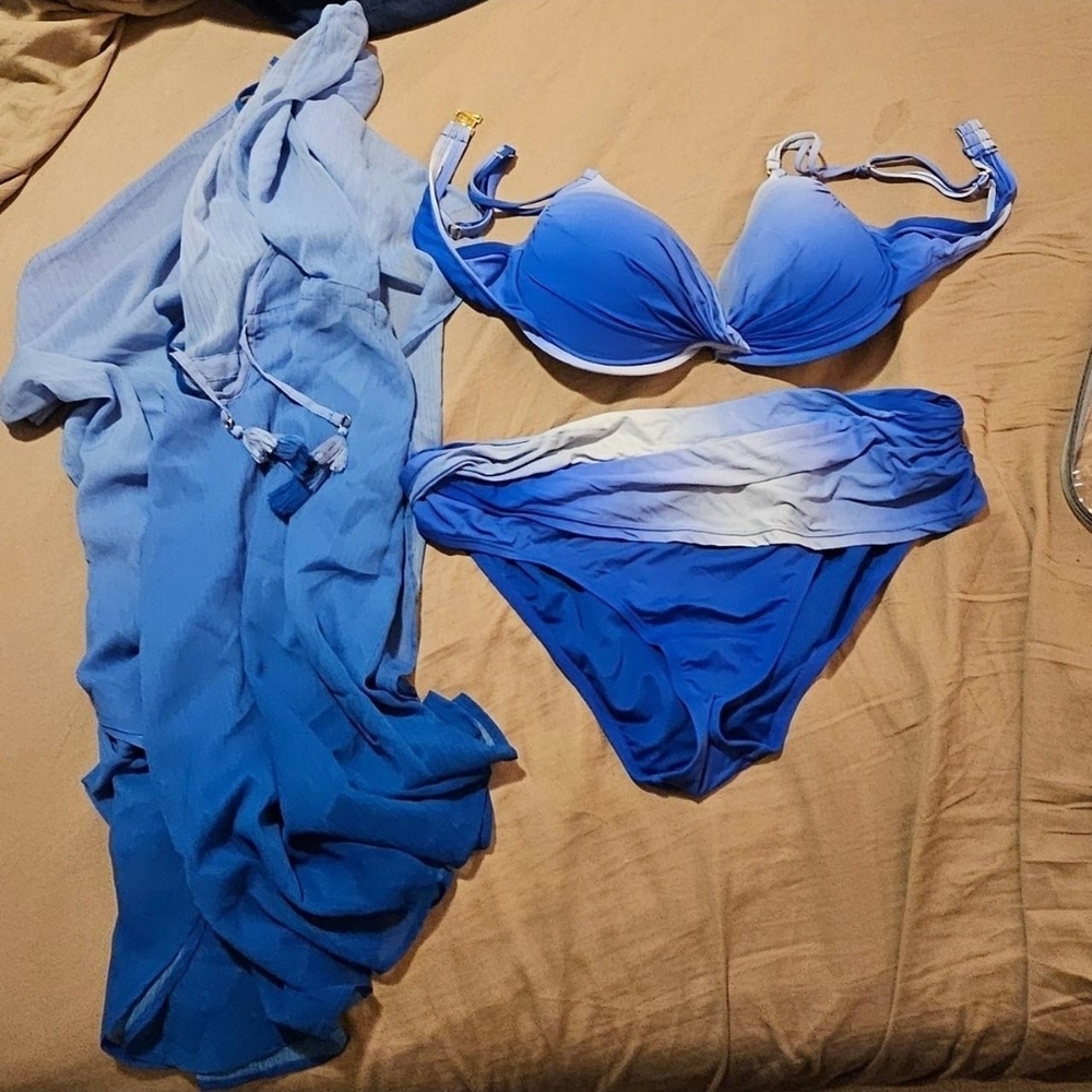 Bleu Rod Beattie Blue and Tan Swimsuit